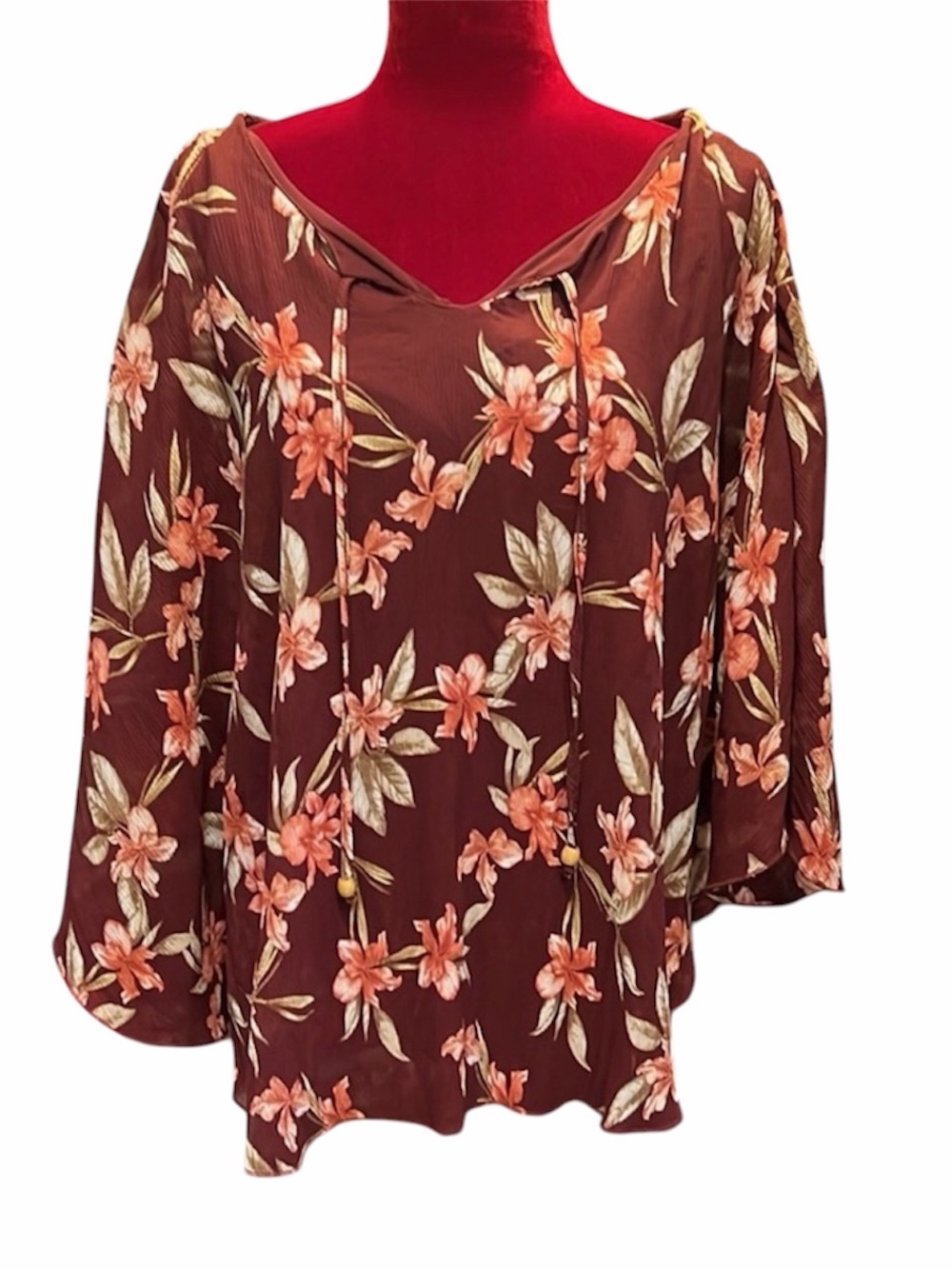 #251🪷6/$25🪷Burgundy blouse cape over tank. Cure. 2x